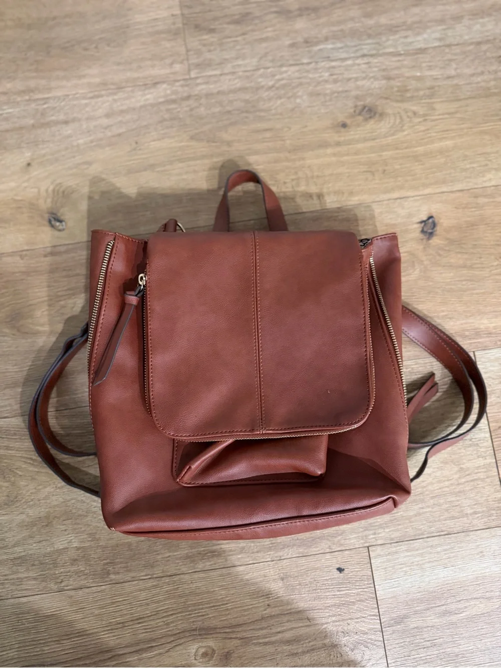 INC International Concepts Brown Faux-Leather Convertible Backpack Tote